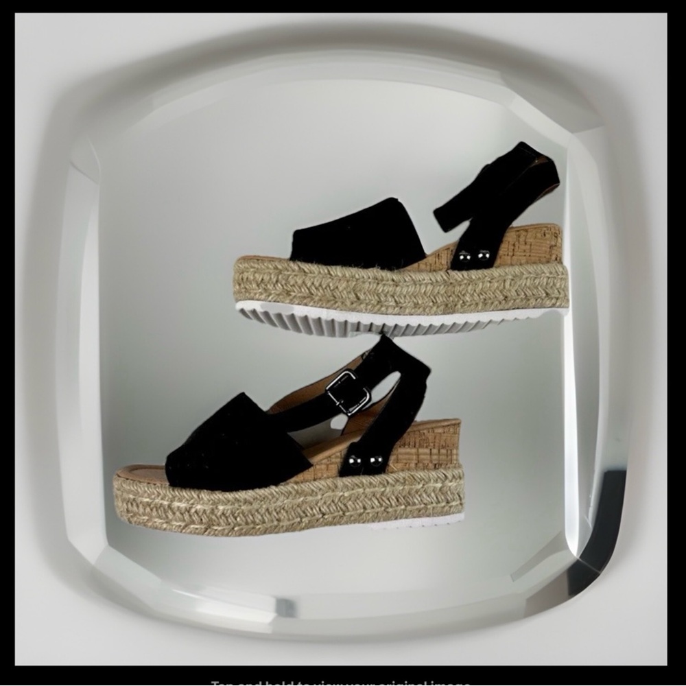 DB DK Fashion Trendy Celine Wedge Espadrilles Slingback Sandals Beige/Black Sz10
